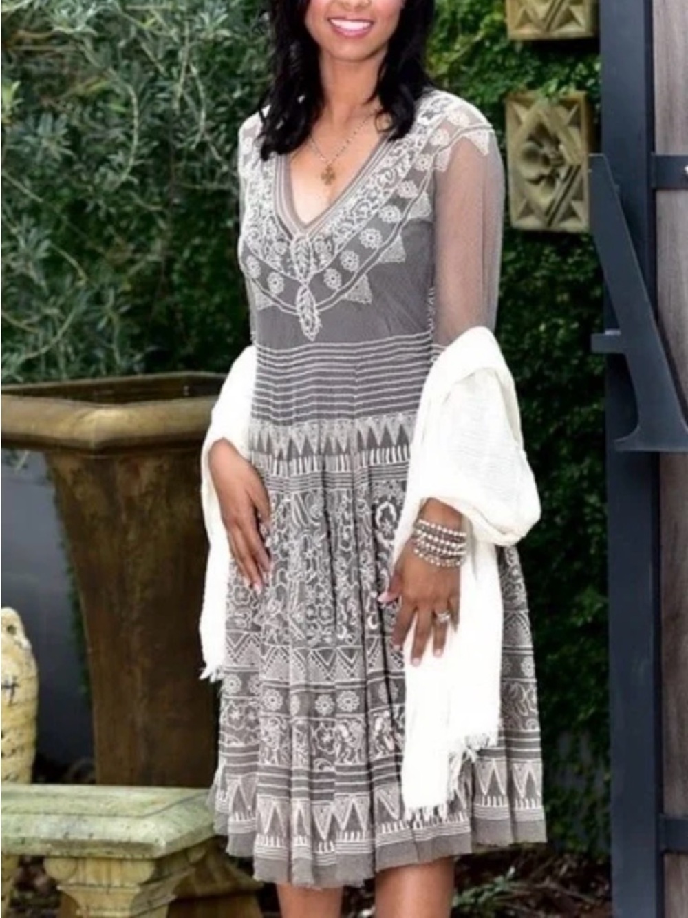 Johnny‎ Was BIYA Floral rubie Mesh Dress Victorian Medium